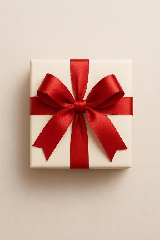 een geschenkdoos met een rode strik aan de muur bij Coming Soon in Ho Chi Minh-stad