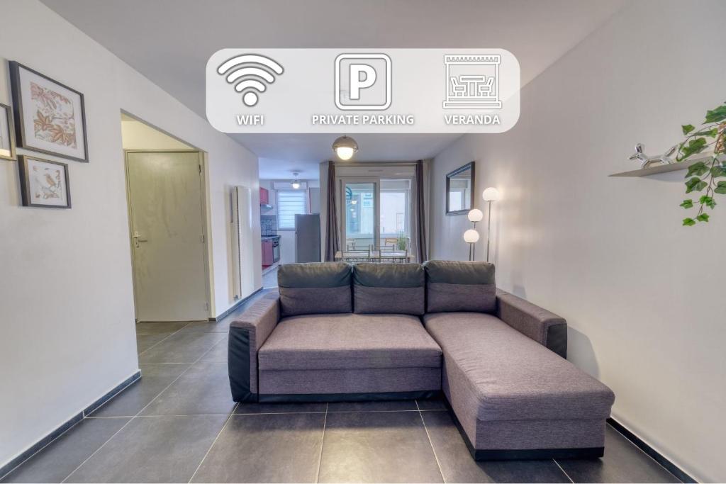 Χώρος καθιστικού στο Chez Lecomte - Parking