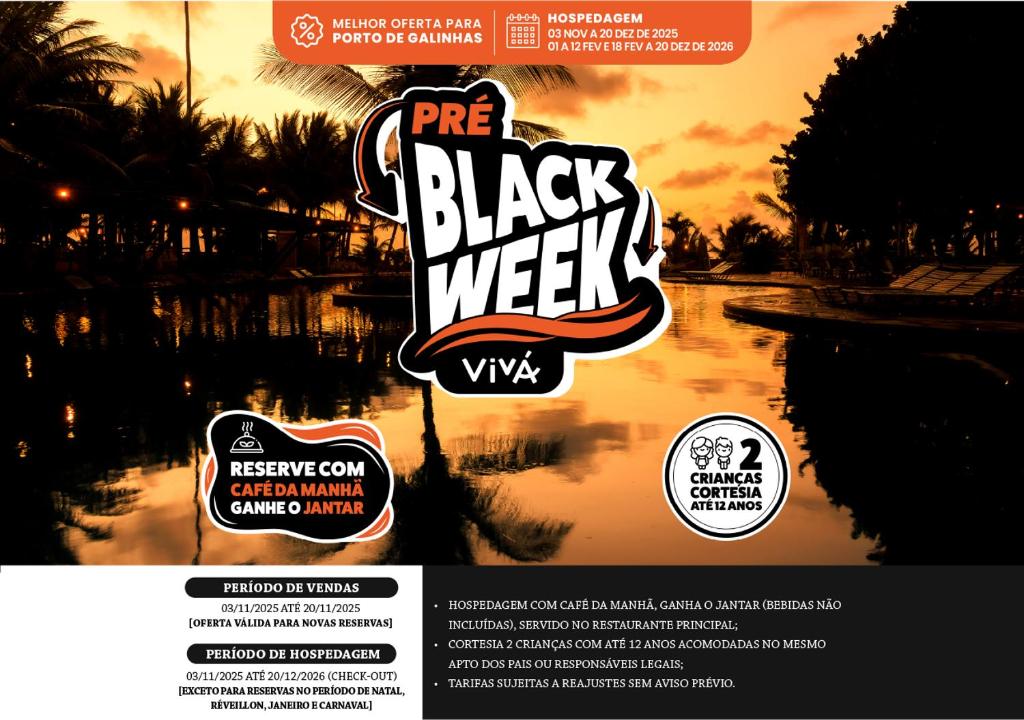 een flyer voor een zwarte week met een afbeelding van een rivier bij Vivá Porto de Galinhas Resort in Porto De Galinhas