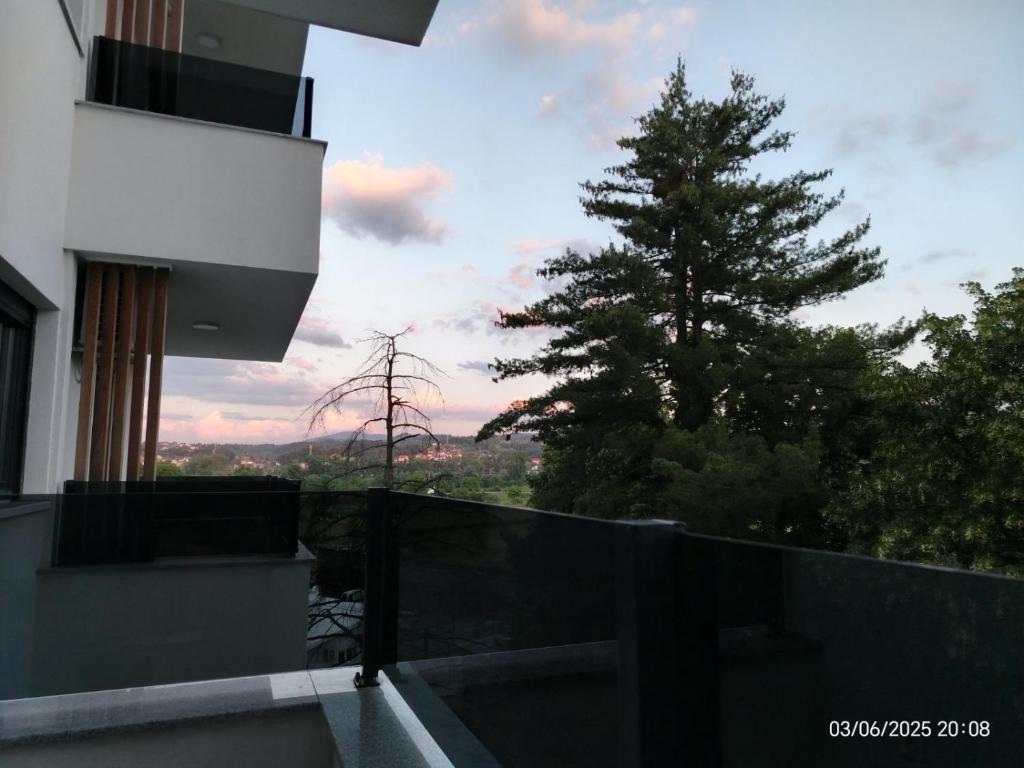 ドボイにあるLux Stan na danの家のバルコニーから木の景色を望む