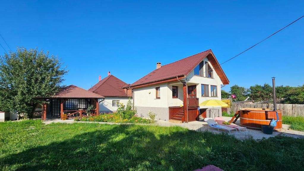 a small house with a yard with at FLH - Livada Bunicilor in Almaş