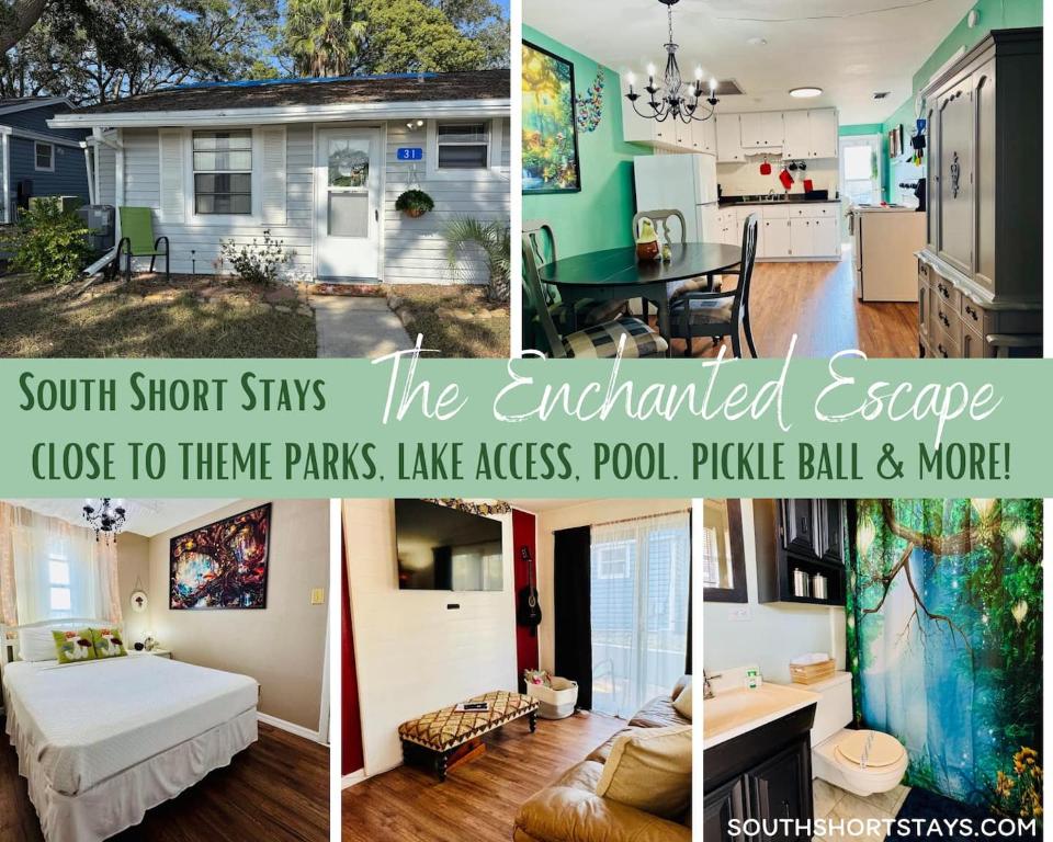 eine Collage mit Fotos eines Hauses in der Unterkunft Stay The Enchanted Escape ! in Castle Hill