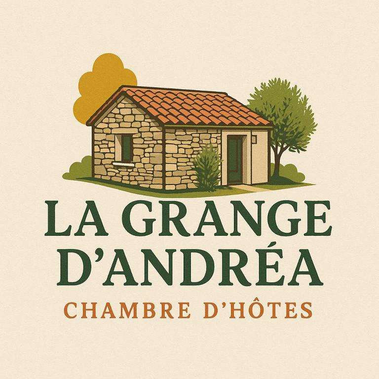 a logo of a stone house with a tree at La Grange d'Andrea in Saint-Étienne-de-Fontbellon