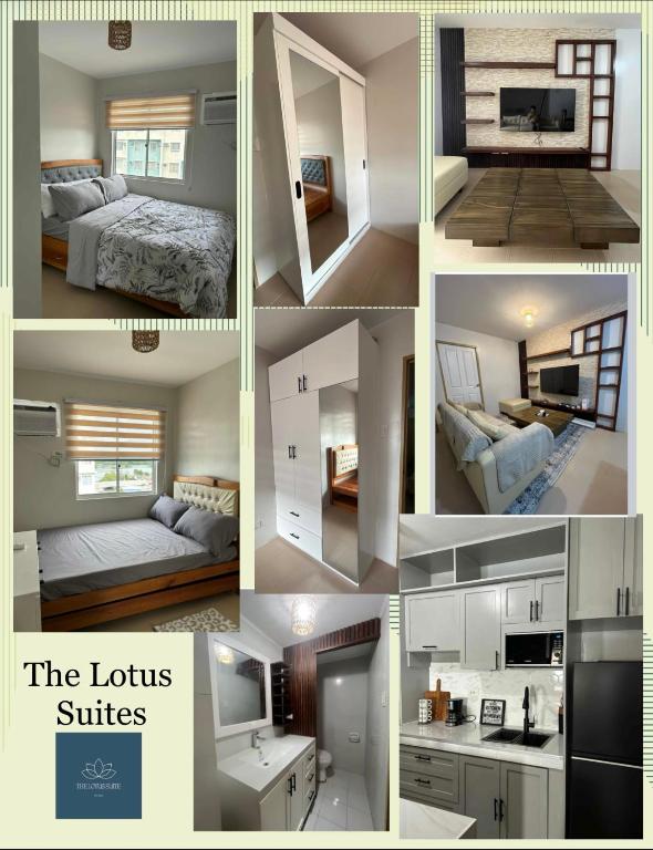 a collage of four pictures of a room at The Lotus Suite2 Iloilo in Iloilo City