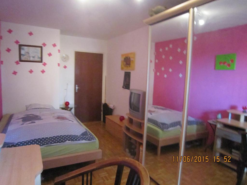 Postel nebo postele na pokoji v ubytování Schönes Zimmer in der City Basel