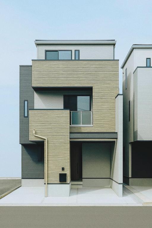 a rendering of a house with a building at 福の荘唐人町a棟 in Fukuoka