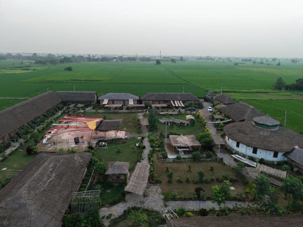 an aerial view of a village with many roofs at The Cottage Core Village in Borās