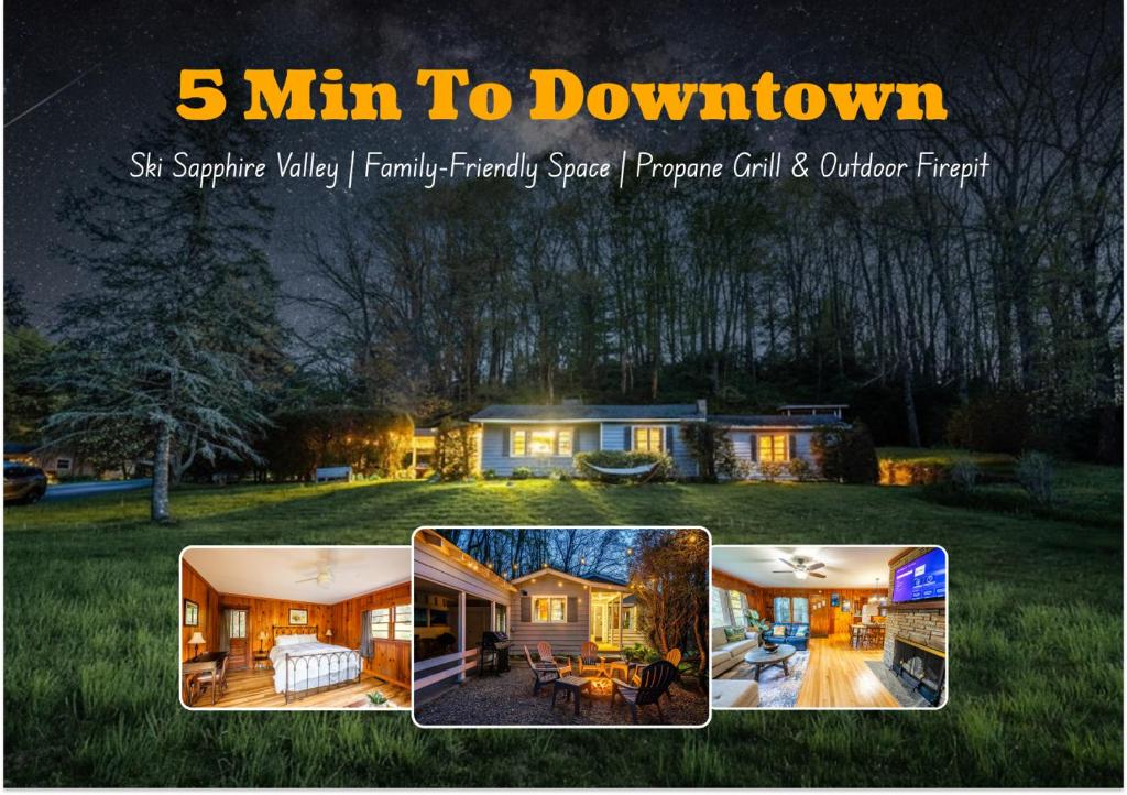 a collage of photos of a house at Highlands Cabin with Mountain Views & 5 Min to Downtown in Highlands