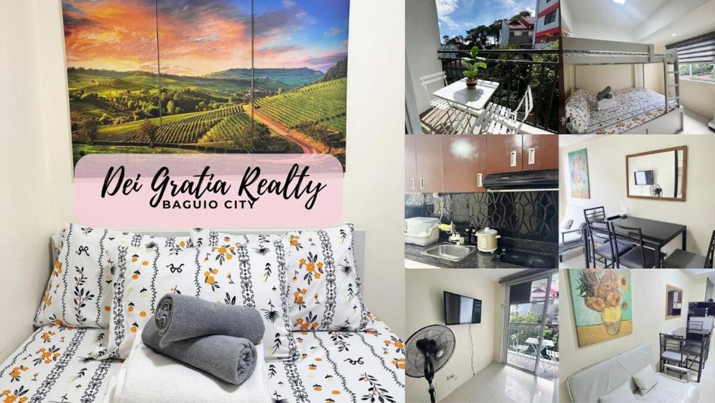 a collage of photos of a room with a bed at Burnham Hill 504 Baguio Condo by Dei Gratia in Baguio