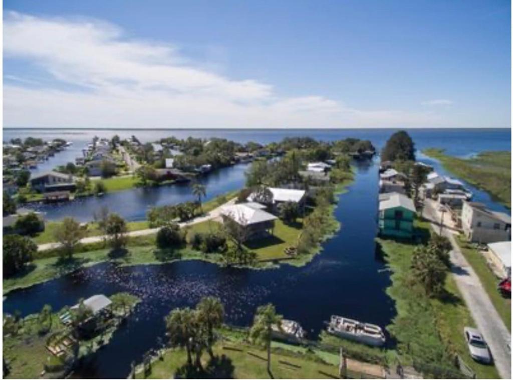 an aerial view of an island in a river at Peace on the River, Breathtaking Views in Cocoa