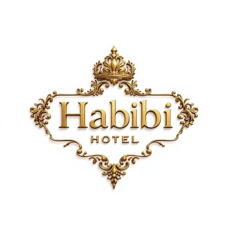 a logo for a hotel with a golden sign at Hotel Habibi inn Baq in Barranquilla