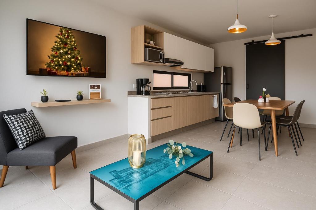 Nhà bếp/bếp nhỏ tại Departamento 2do nivel a 10 minutos de Zócalo!