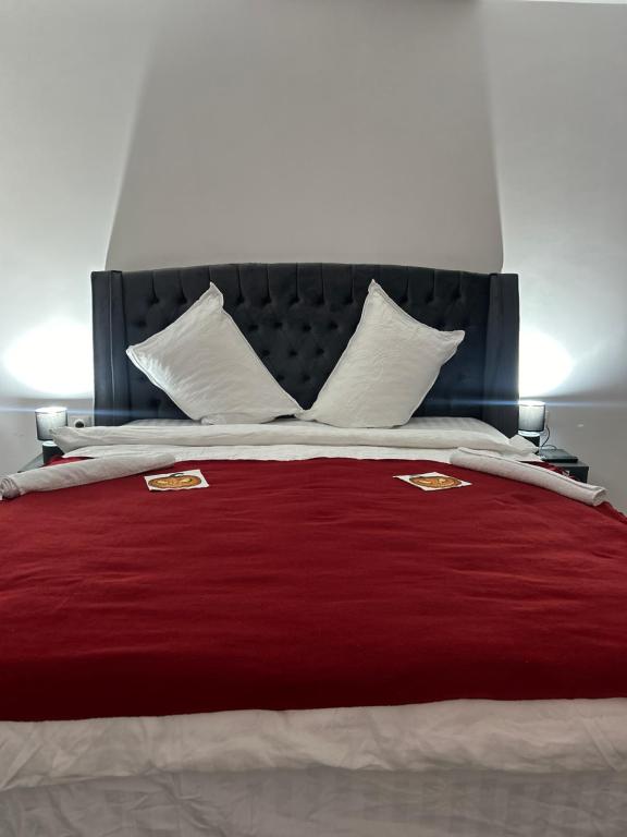 Postel nebo postele na pokoji v ubytování Grey Apartament