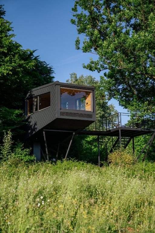 a tree house on a hill in the forest at Oak - K1 Baumhaus in Odenthal