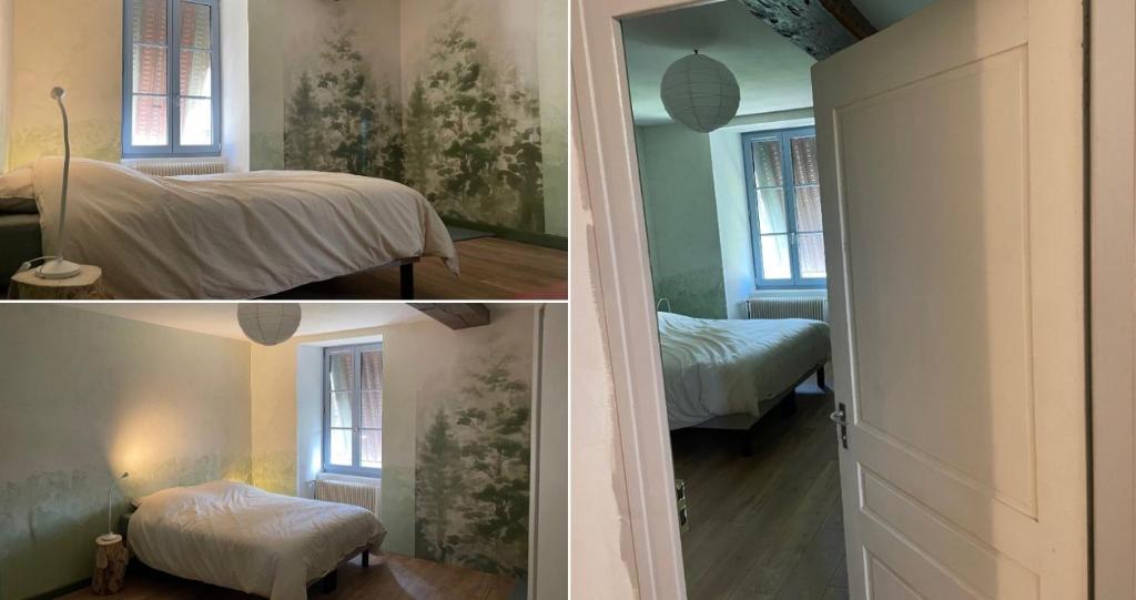 Ένα ή περισσότερα κρεβάτια σε δωμάτιο στο Cense des Possibles - chambre Forêt 2 personnes