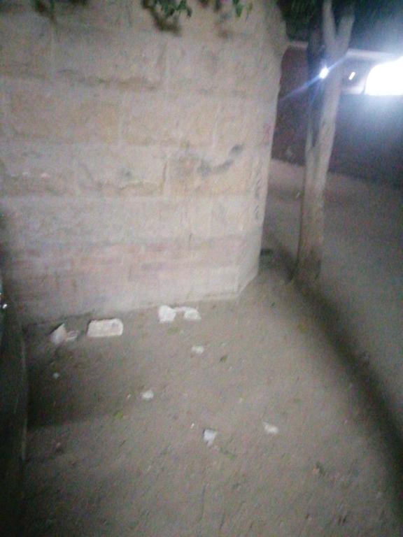 a corner of a room with a brick wall at Pyramids in Ṭalkha