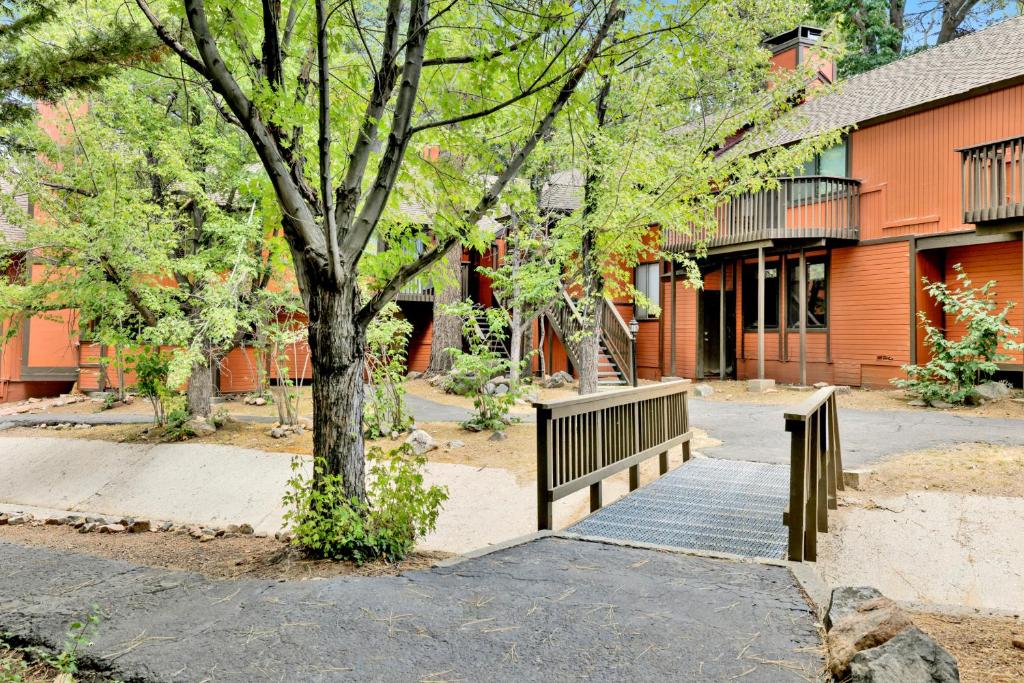 een park met een bankje naast een gebouw bij Switzerland Summit Condo #2569 in Big Bear Lake