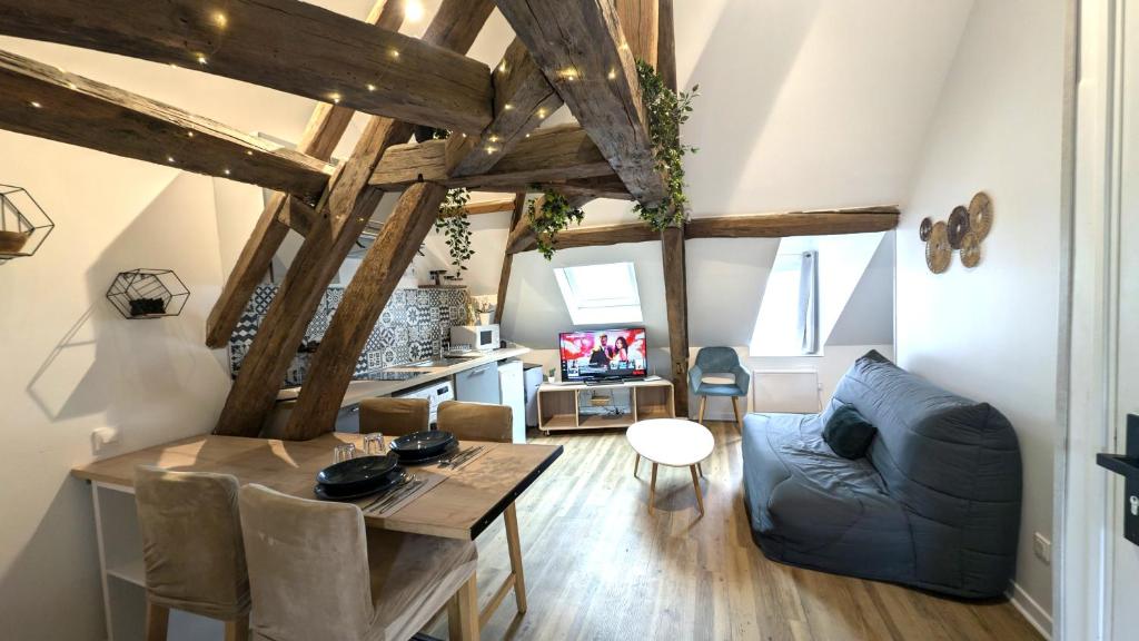 TV a/nebo společenská místnost v ubytování Le Chêne d'Auxerre