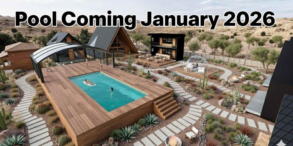 a rendering of a pool coming january in a house at 25 Min to Grand Canyon Shuffleboard Fire Pit in Valle