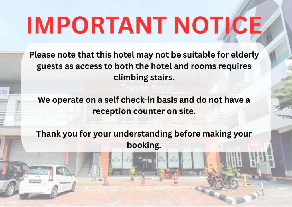 a flyer for a hotel with a picture of a street at Trevor Hotel Malacca Town By I Housing in Melaka