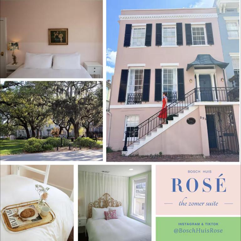 a collage of four pictures of a house at Bosch Huse Rosé - Zomer in Savannah