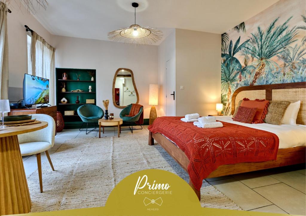 Ένα ή περισσότερα κρεβάτια σε δωμάτιο στο Studio Bali en hyper centre by PrimoConciergerie