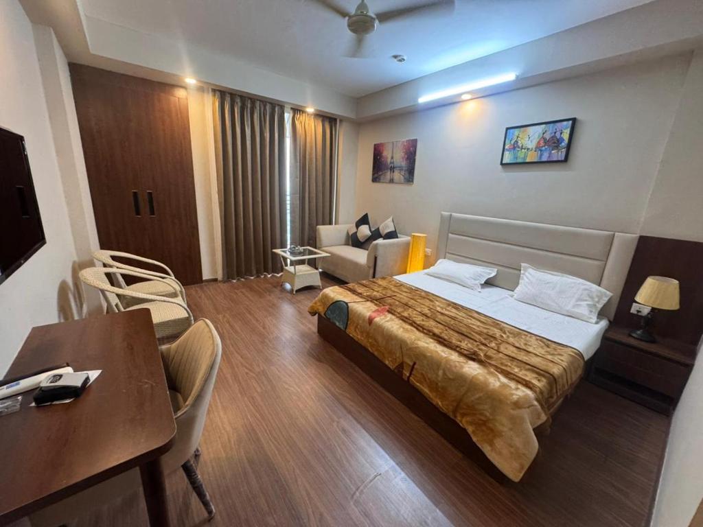 Postel nebo postele na pokoji v ubytování Swanky studio