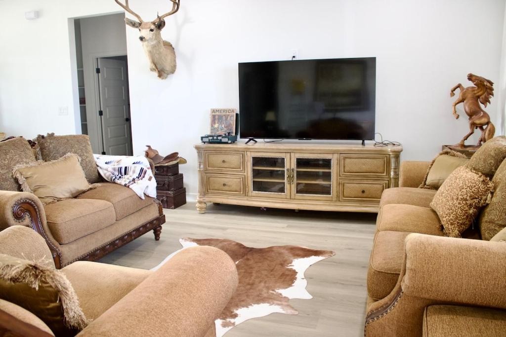 Μια τηλεόραση ή/και κέντρο ψυχαγωγίας στο New Home Sleeps 9, SW Stories, Stars, & S'mores