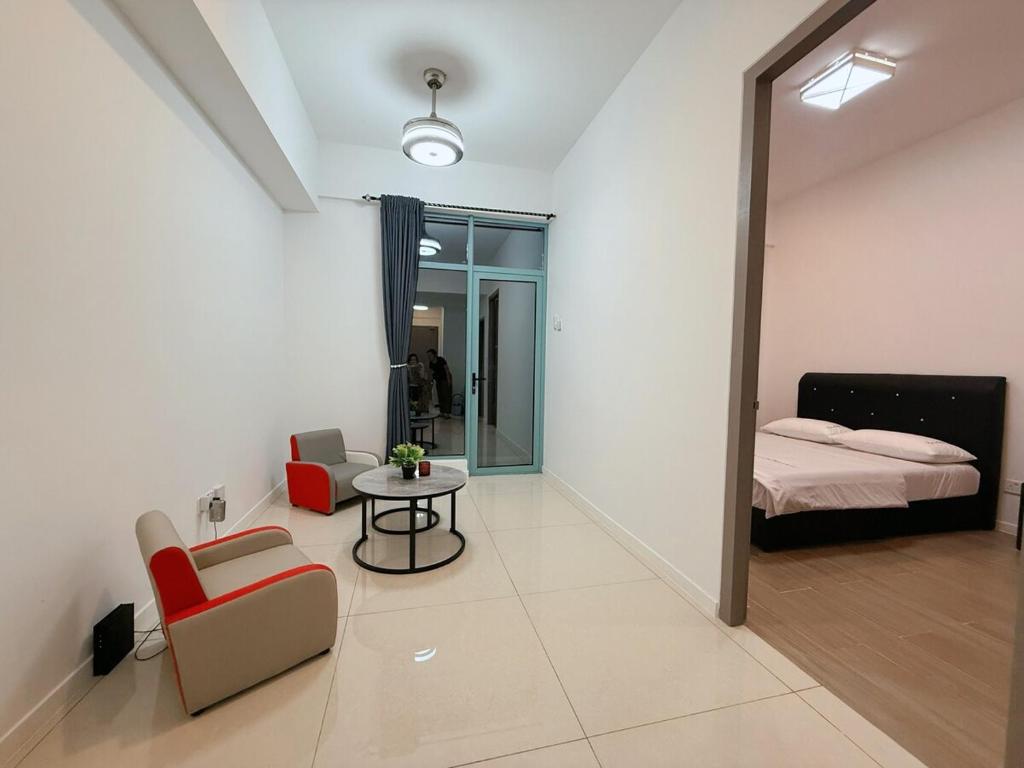 Postel nebo postele na pokoji v ubytování Bay Suites Home by Sea海的家 1018