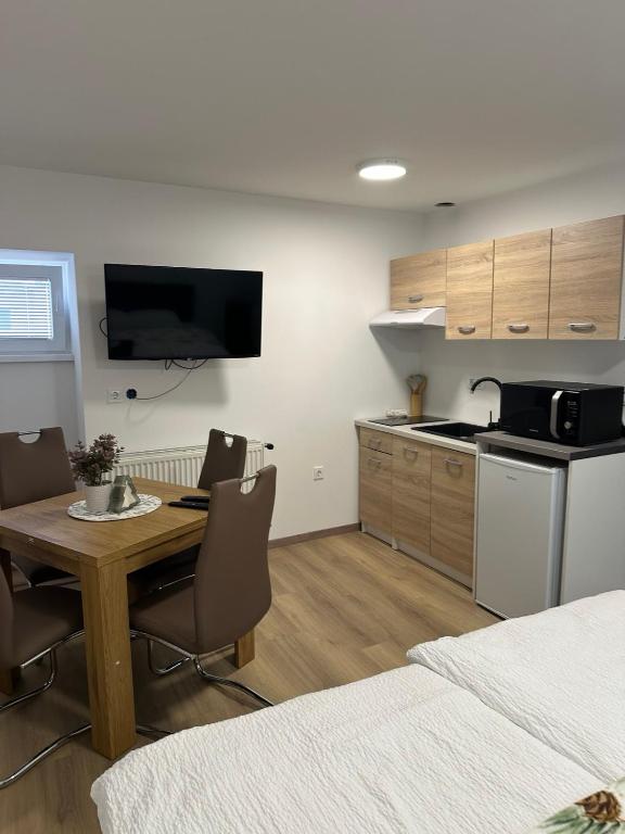 Kuchyň nebo kuchyňský kout v ubytování Apartma Center Ljutomer