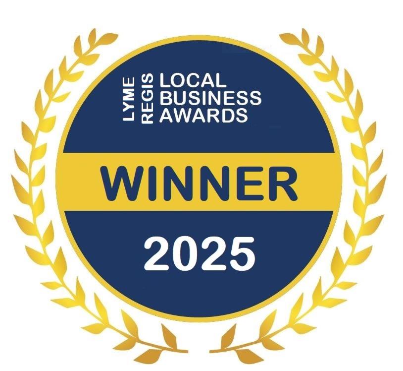 a logo for a winner of the local business awards at Lucerne B&B in Lyme Regis