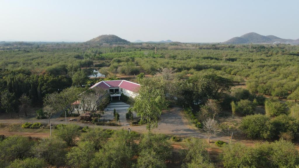 an aerial view of a house in the middle of a forest at จักรพันธ์วอลเลย์ in Ban Bang Toei (1)