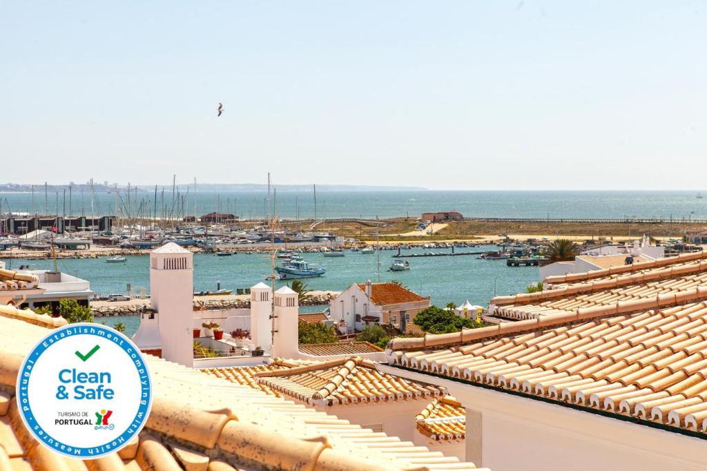 a view of a marina from the roof of a building at B28 - Stylish Typical House in Lagos