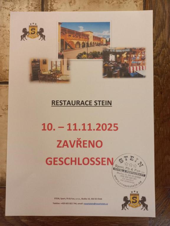 a sign for aresurance seminar at the zaveno gelloren at Hotel Resort Stein in Cheb