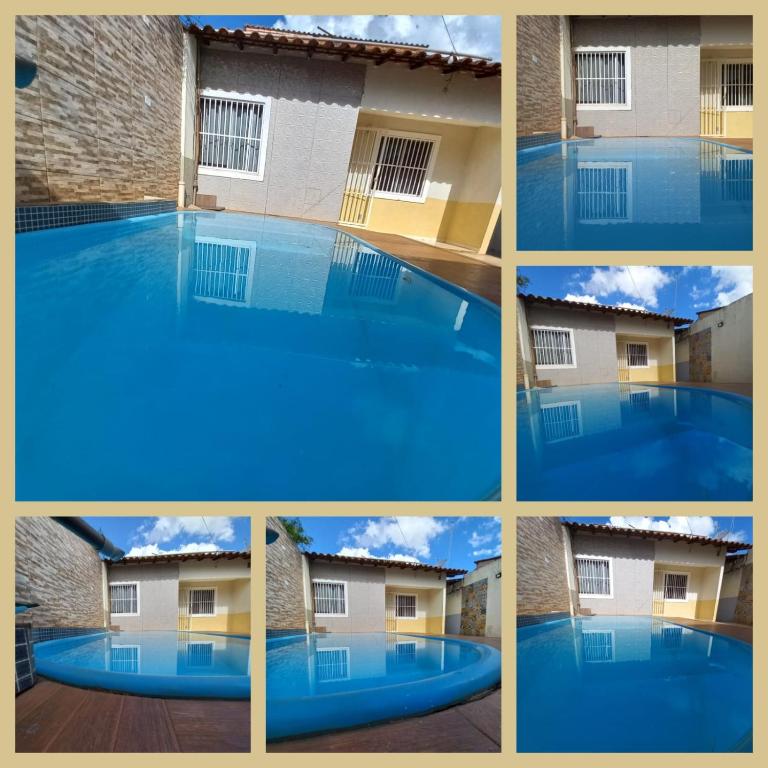 a collage of photos of a swimming pool at Casa Com Lazer 8 anos in Cidade Ocidental