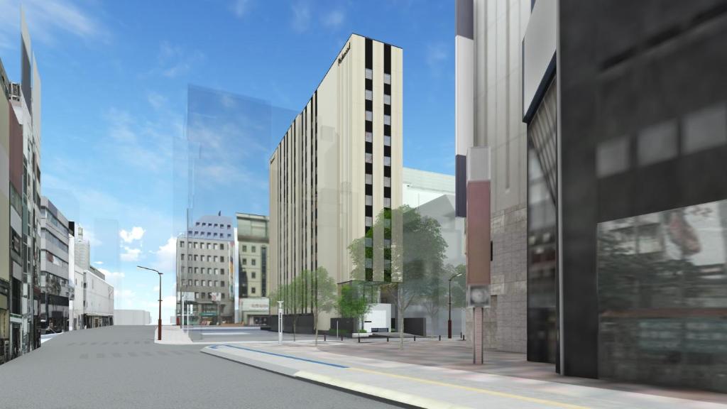 a rendering of a city street with tall buildings at Richmond Hotel Tenjin Nishi-Dori in Fukuoka