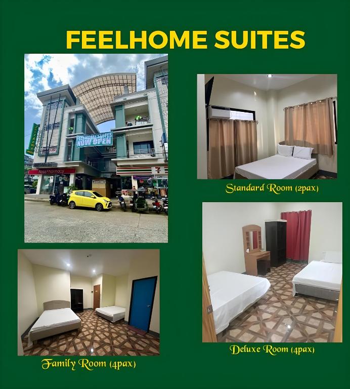 a collage of pictures of different types of beds at Feel Home Suites in Pagadian