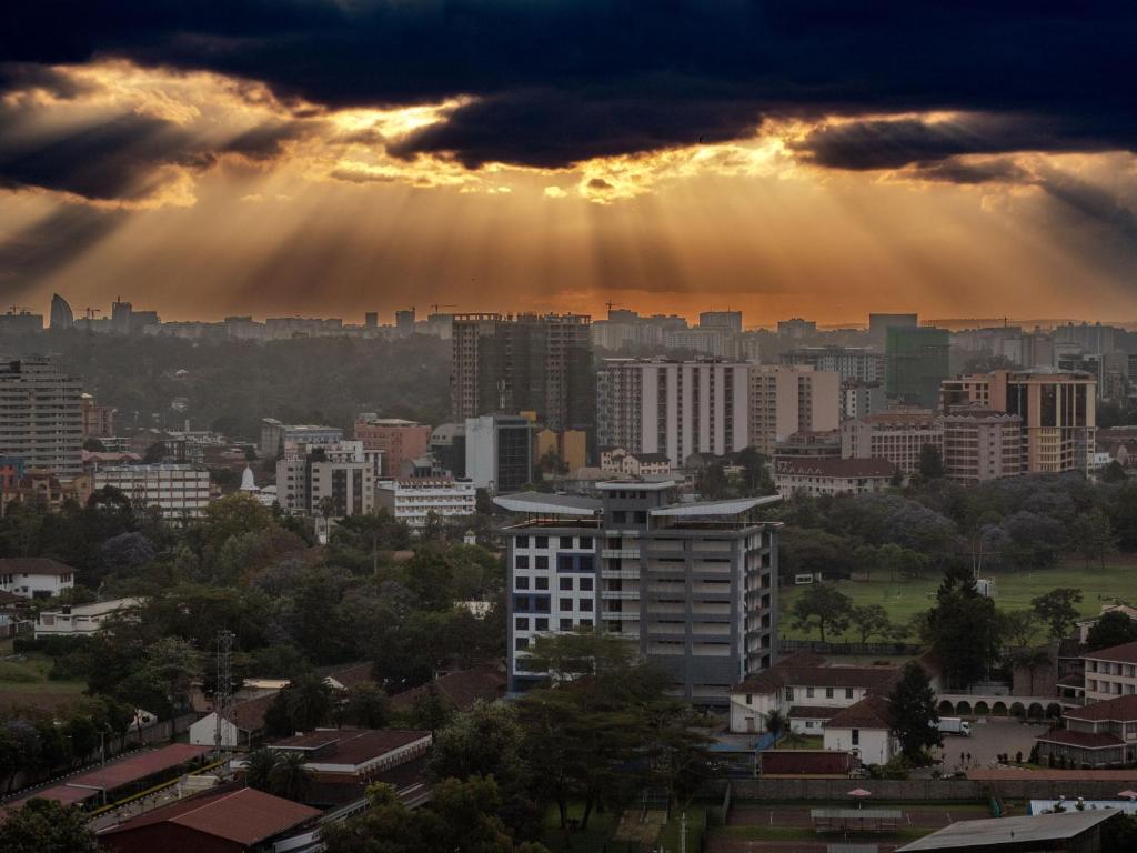 Nespecifikovaný výhled na destinaci Nairobi nebo výhled na město při pohledu z penzionu