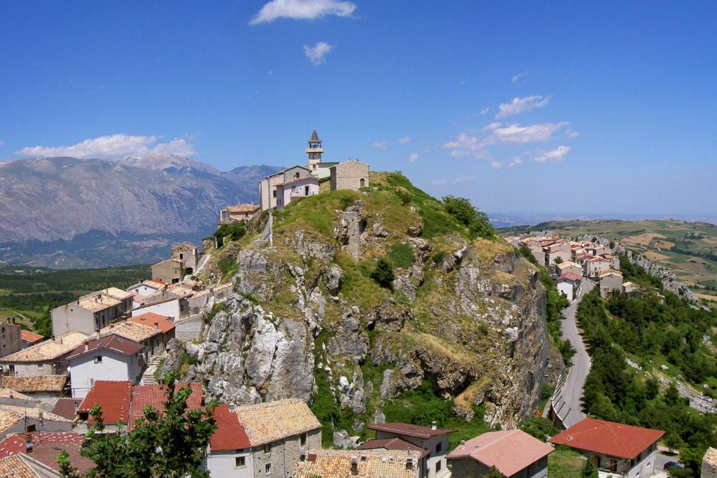a small town on top of a mountain at Casa vacanze nel Parco della Majella in Montenerodomo