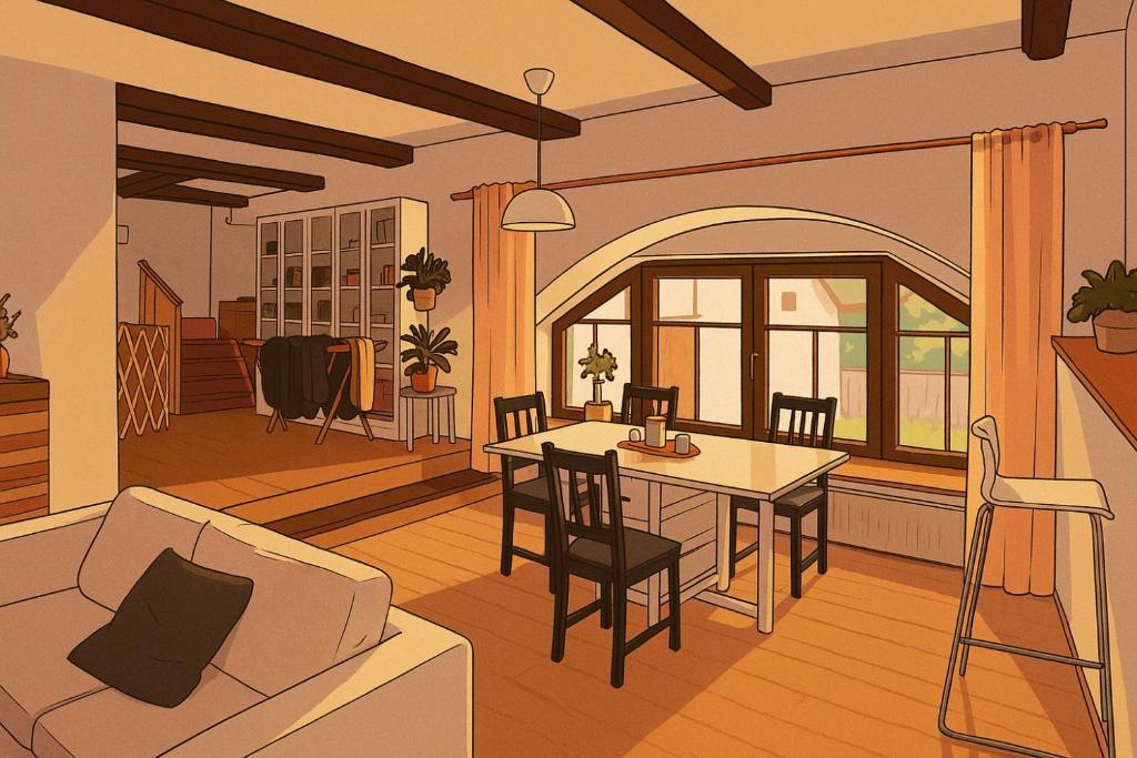 LiběšiceにあるUnderhillhouseのリビングルーム(テーブル付)