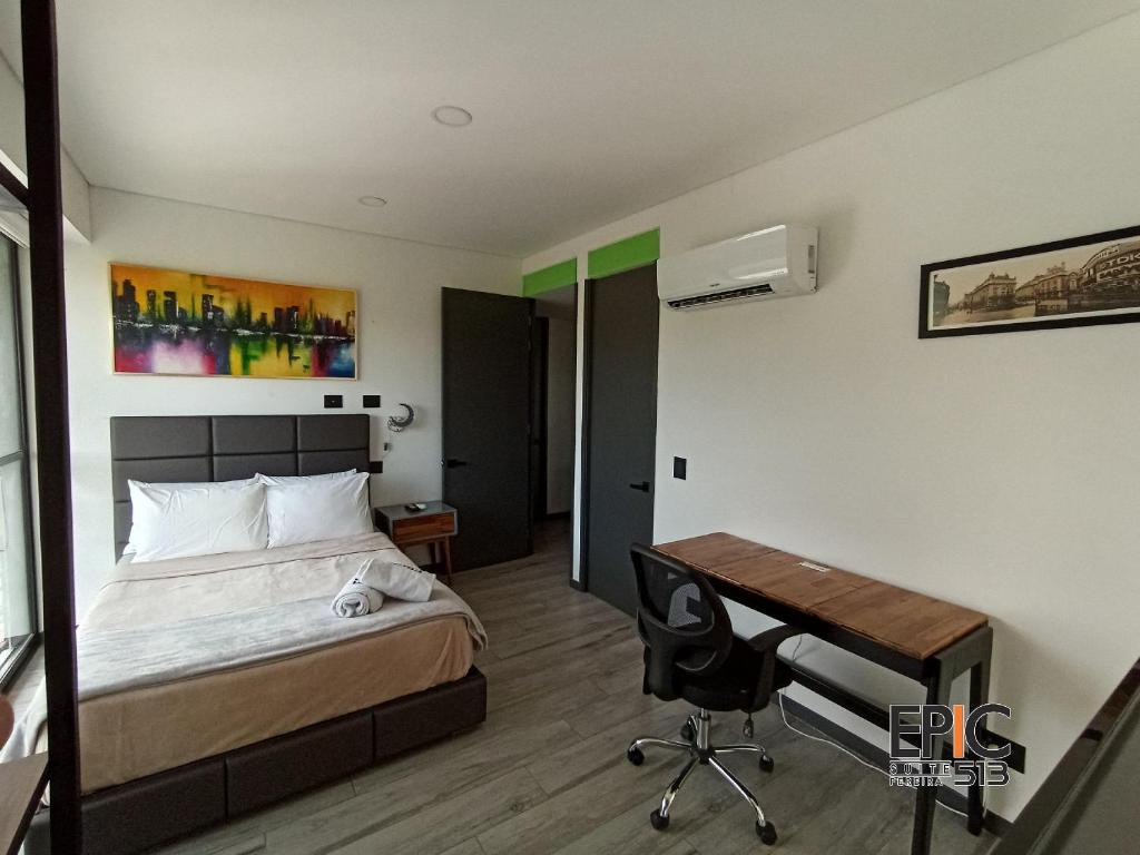 Ένα ή περισσότερα κρεβάτια σε δωμάτιο στο Epic Suite 513 Deluxe Aeropuerto 6P 2Hab