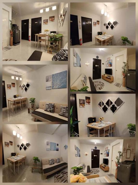 a collage of photos of a living room with a table at 2 Bedroom Condo UDH by ZX Homes Banilad in Mandaue City