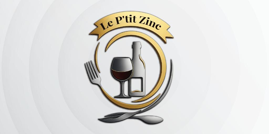 een logo voor een restaurant met een glas wijn en een lint bij Le Ptit Zinc in Kigali