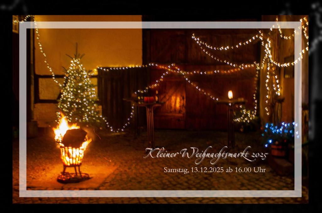 a picture of a room with lights and a christmas tree at Romantische und museal eingerichtete Ferienwohnung in Stein