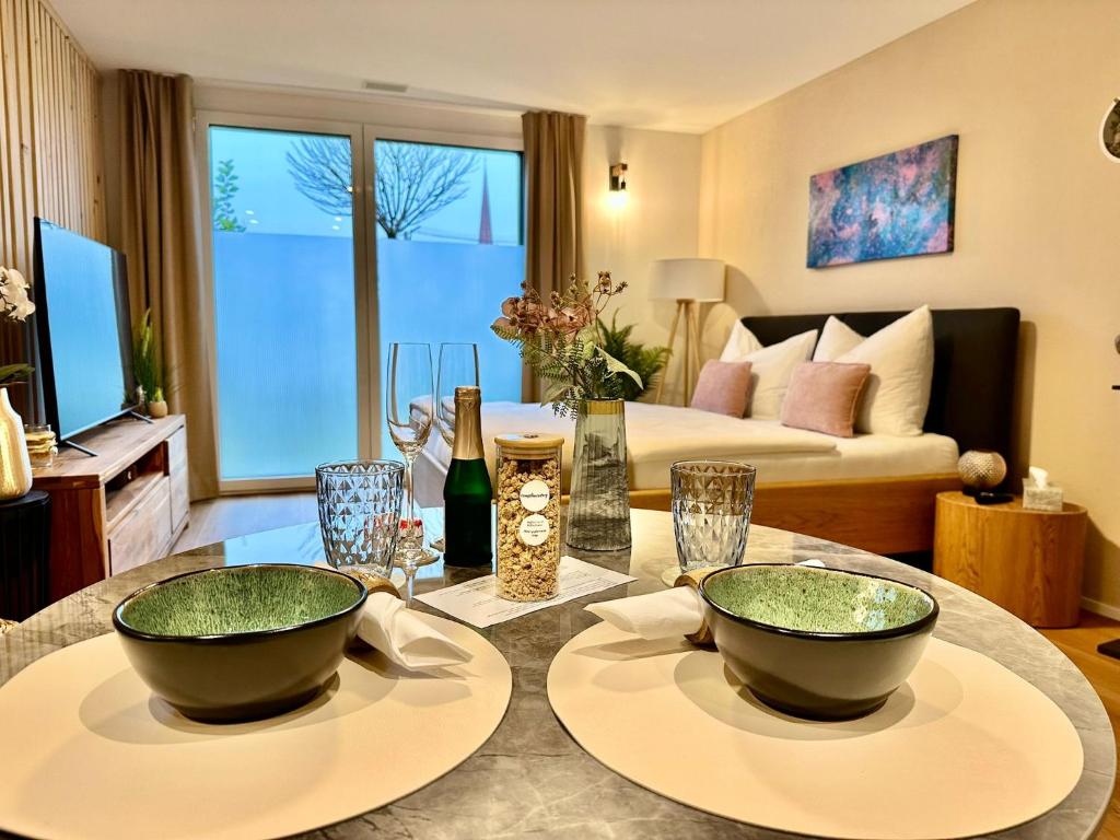 Χώρος καθιστικού στο Alpenglanz Deluxe Studio