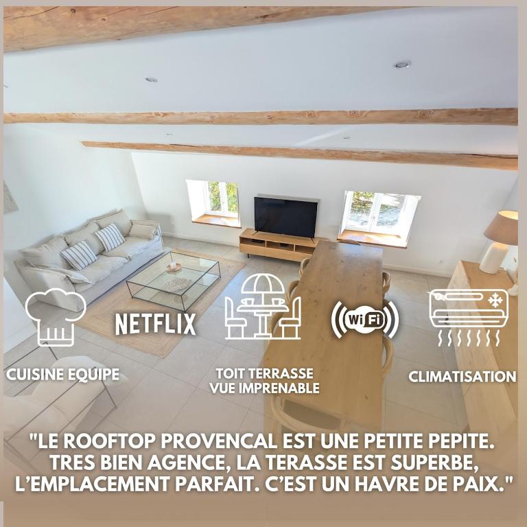 a poster of a living room with a drawing of a room at LE ROOFTOP PROVENÇAL in Taulignan
