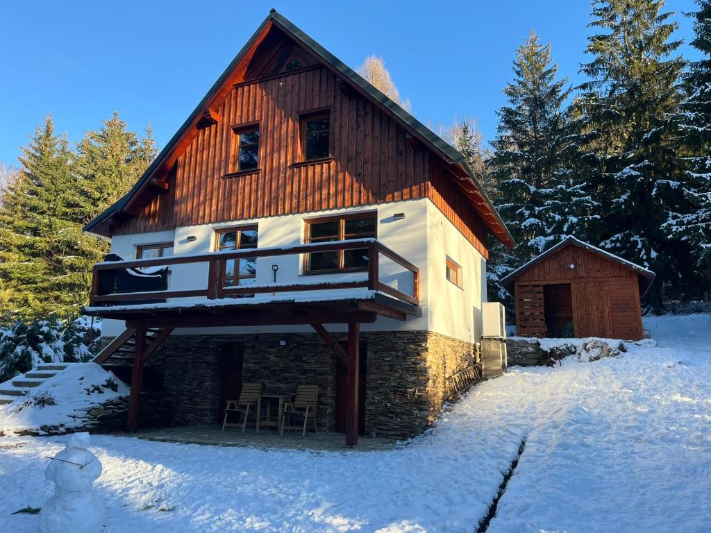 Horská chata Poustka v zimě