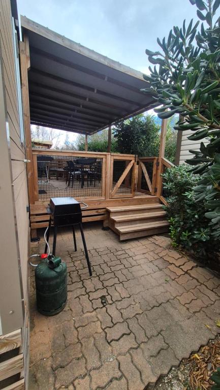 Μπαλκόνι ή βεράντα στο Mobil-Home, camping LES DUNES 5 étoiles, 6 personnes