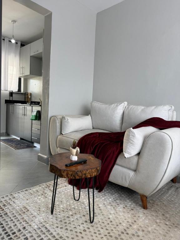 ein Wohnzimmer mit einer Couch und einem Couchtisch in der Unterkunft Solara Loft in Nairobi