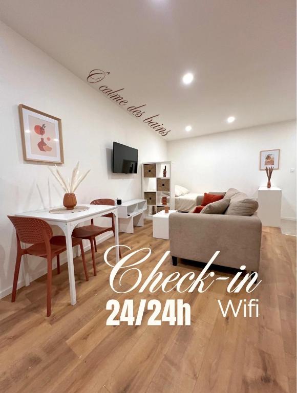 TV a/nebo společenská místnost v ubytování Ô calme des Bains - Studio cosy au cœur de Digne